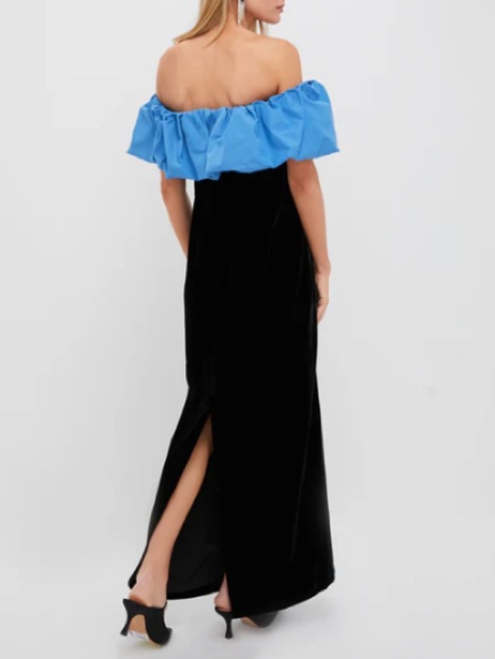 Tuckernuck Zanzibar Blue and Black Velvet Artemis Ruffle Dress Size 8 NEW $398 - Picture 5 of 13
